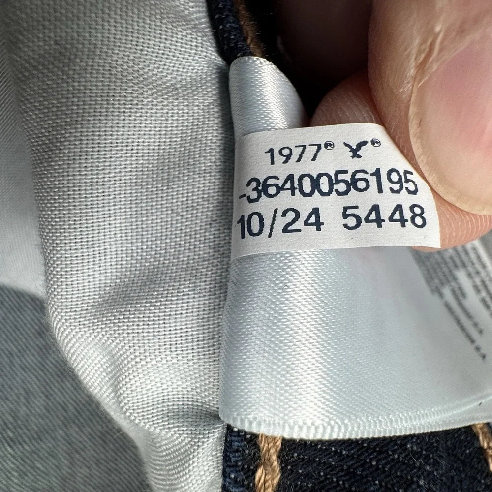 American Eagle‎ Womens Jeans Barrel Sz 18 Fit 40x28 Blue Dark Wash Denim Stretch